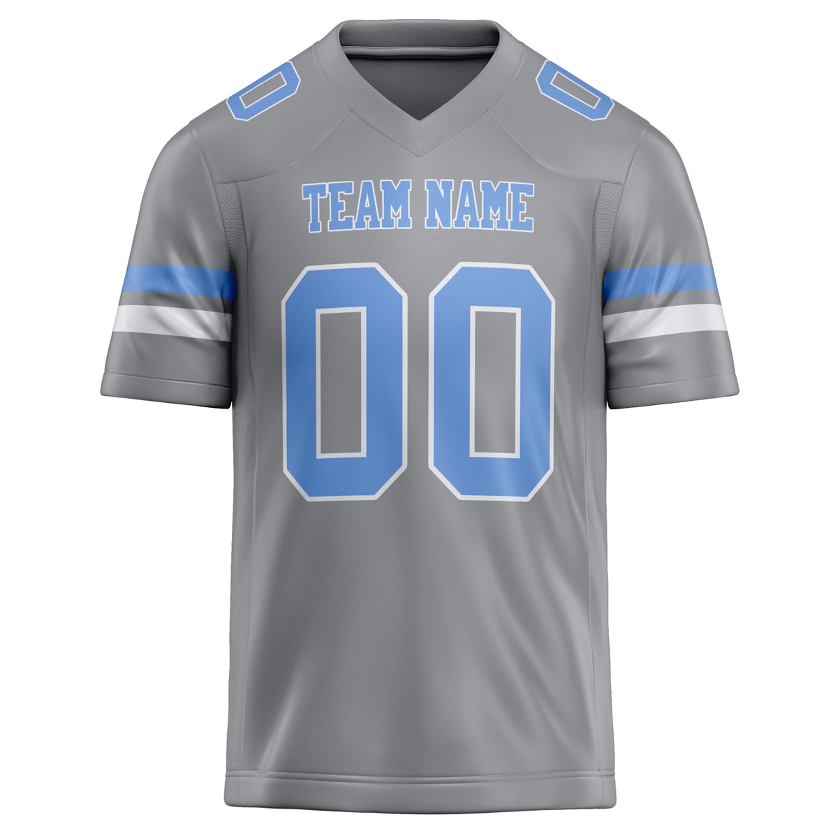 Custom Light Gray Light Blue Solid Colour Football Jersey