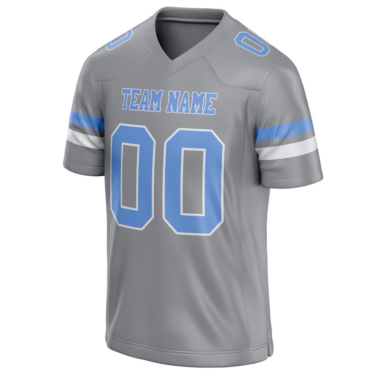 Custom Light Gray Light Blue Solid Colour Football Jersey