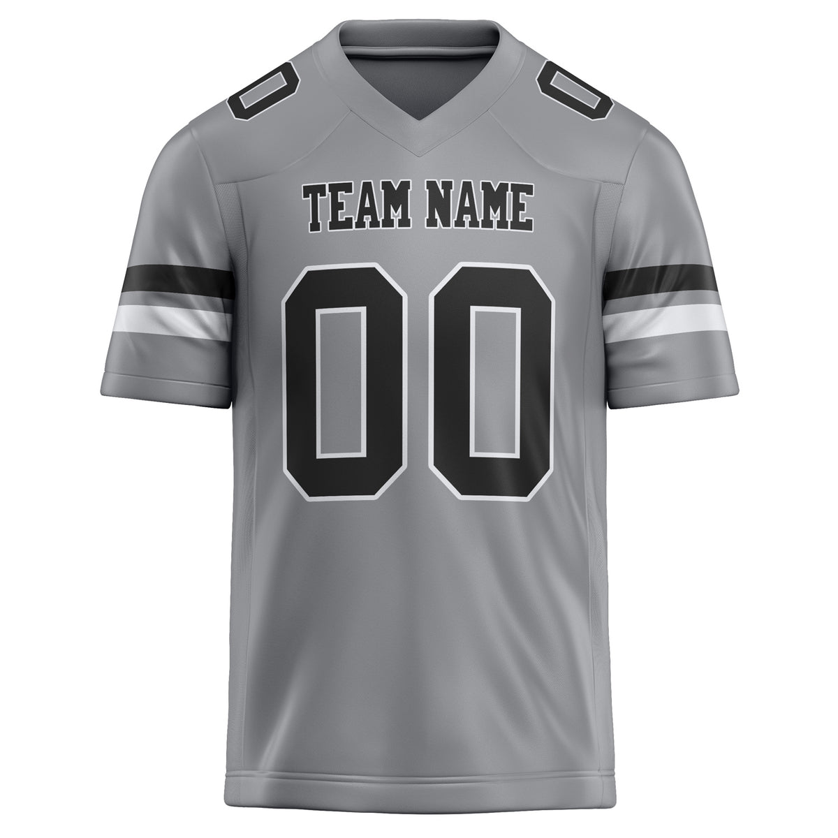 Custom Light Gray Black Solid Colour Football Jersey