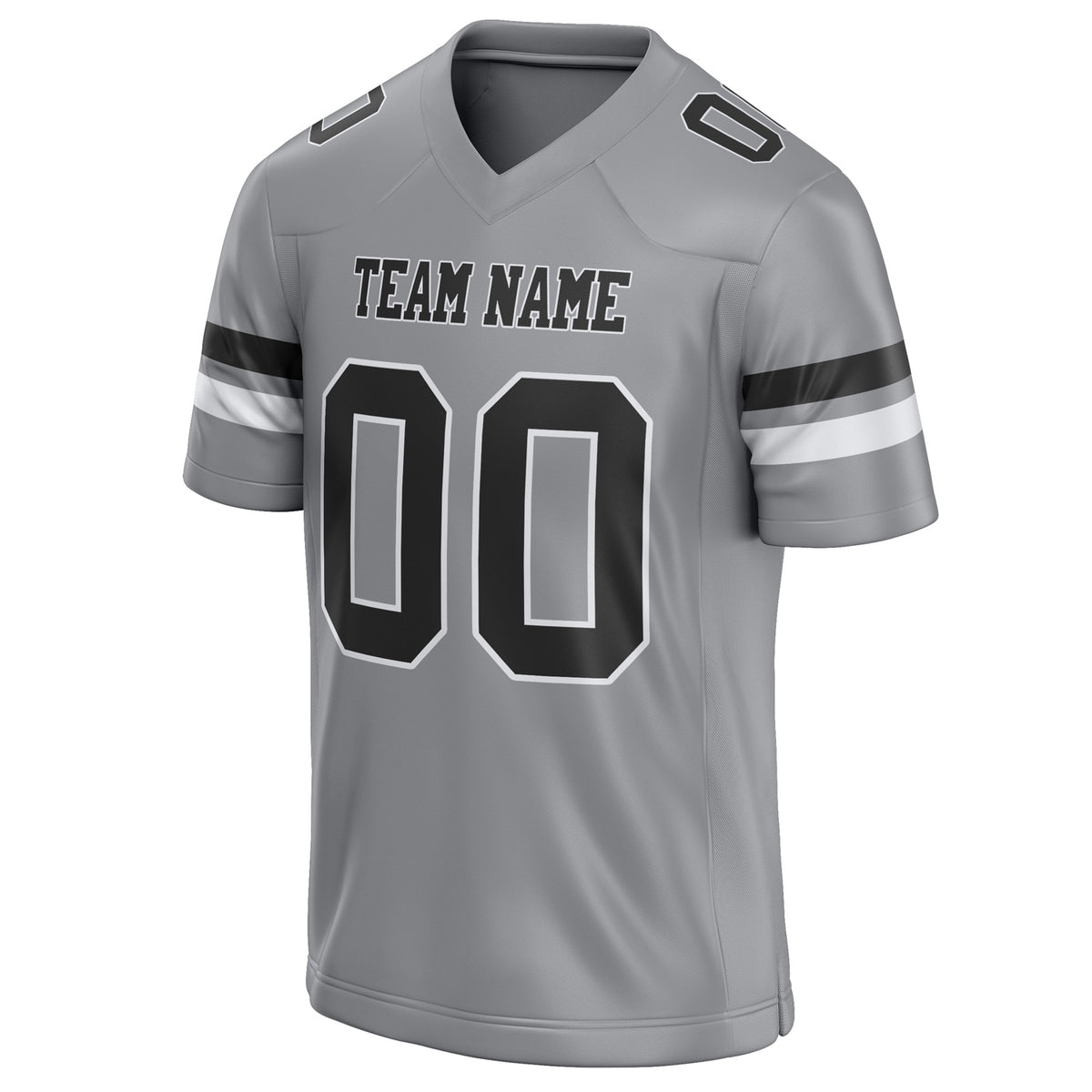 Custom Light Gray Black Solid Colour Football Jersey