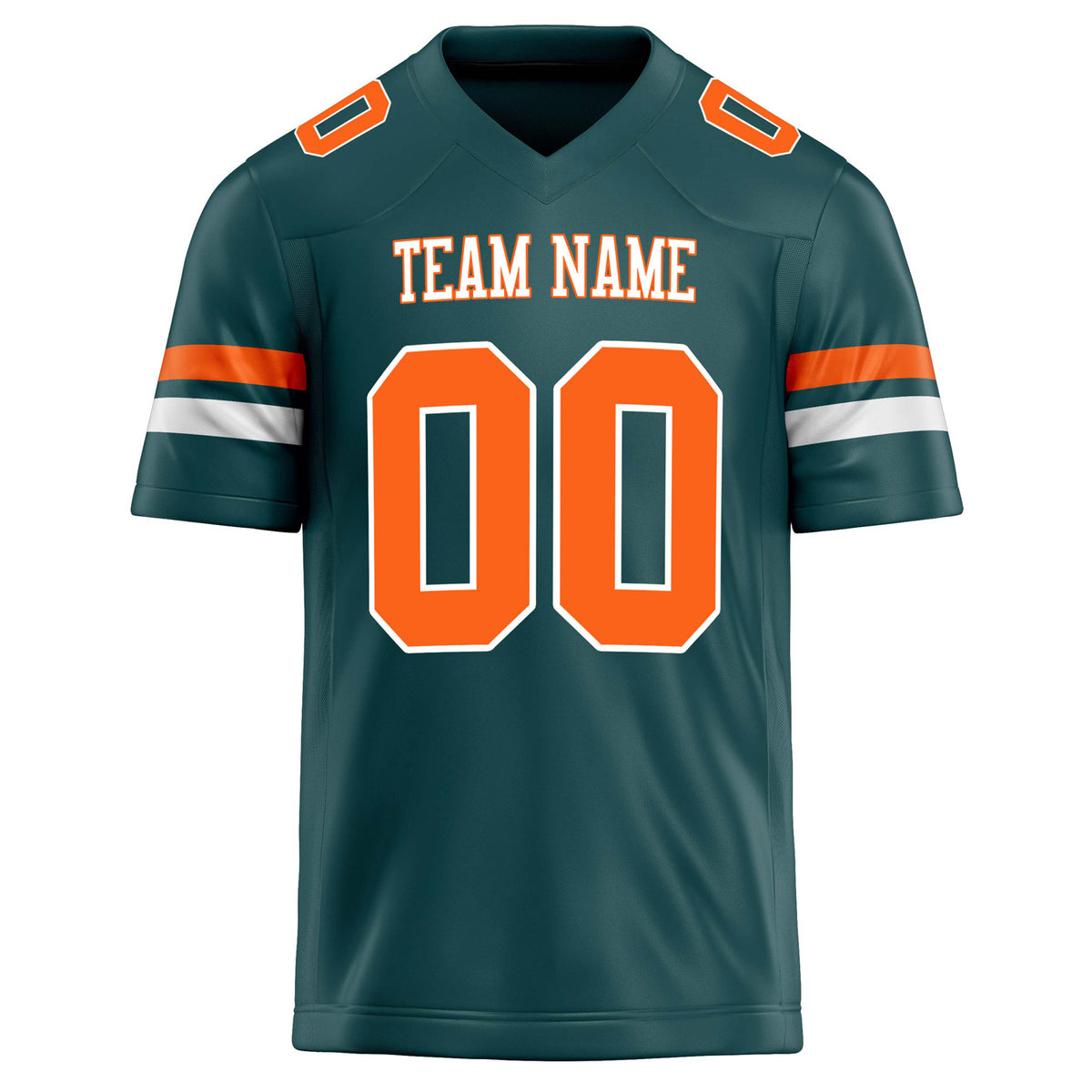 Custom Midnight Green orange Solid Colour Football Jersey