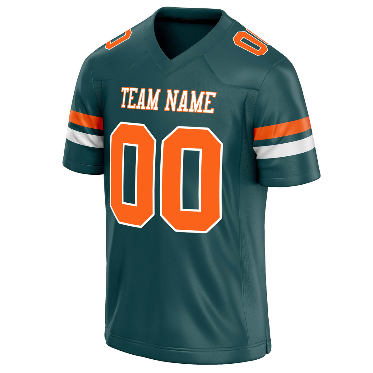 Custom Midnight Green orange Solid Colour Football Jersey