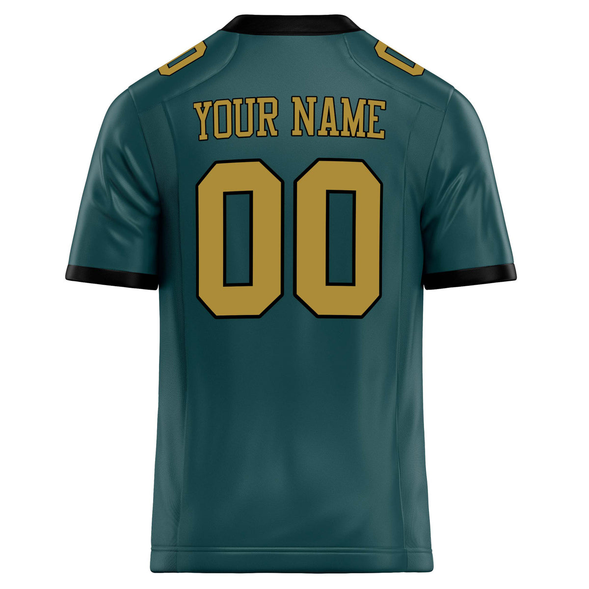 Custom Midnight Green old gold Solid Colour Football Jersey