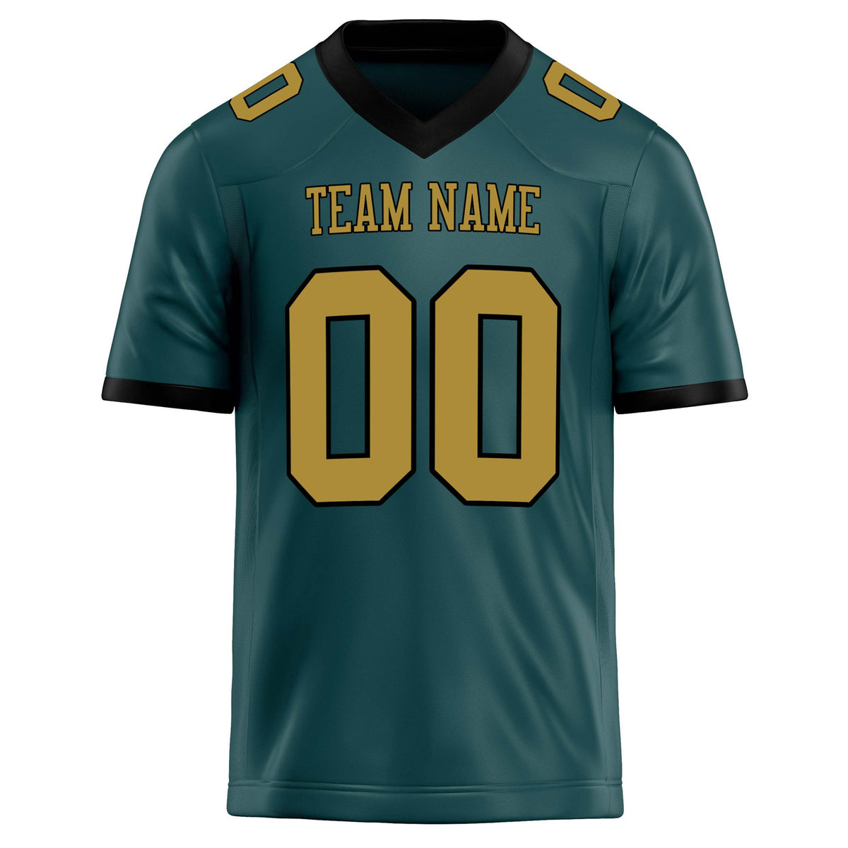 Custom Midnight Green old gold Solid Colour Football Jersey