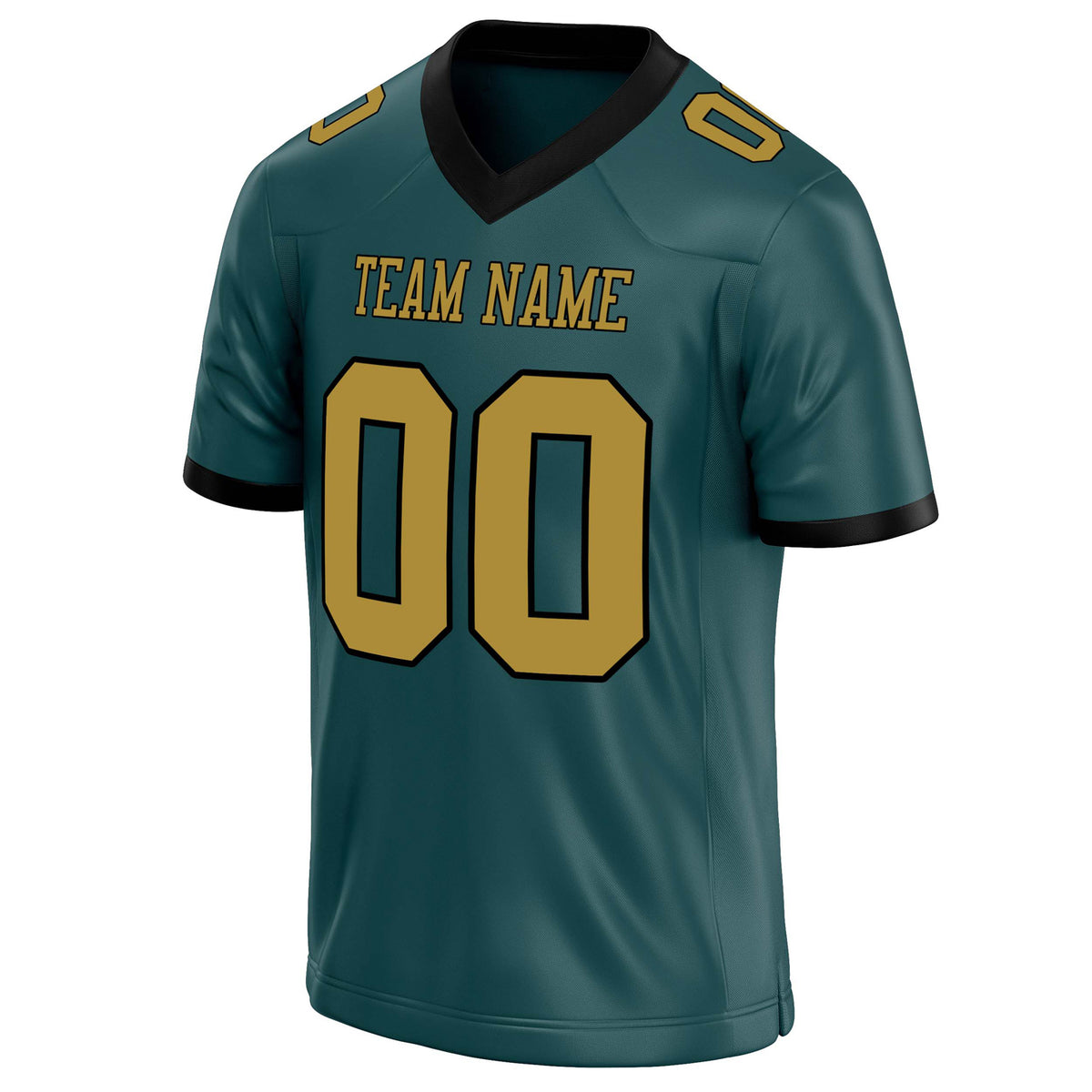 Custom Midnight Green old gold Solid Colour Football Jersey