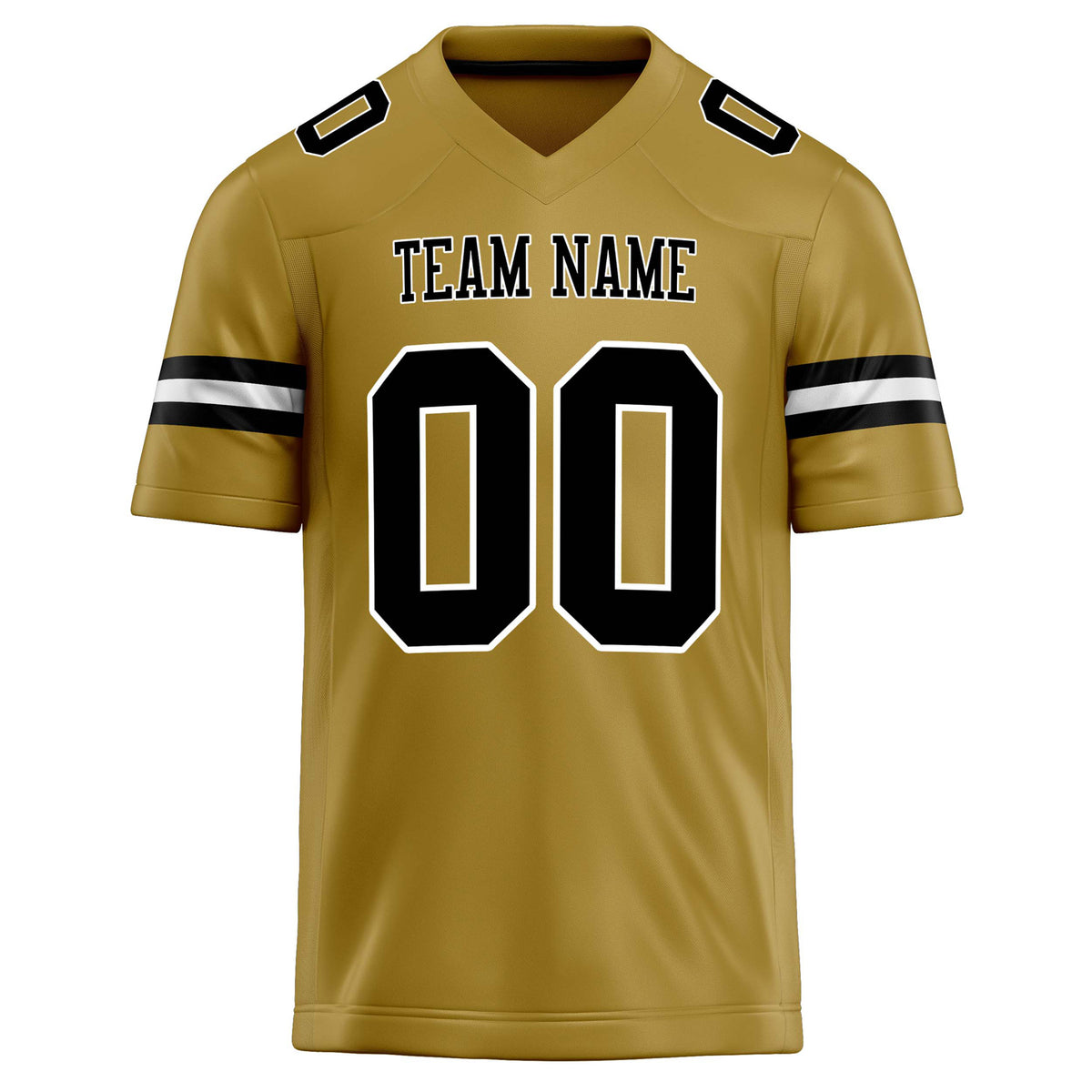 Custom Old Gold Black Solid Colour Football Jersey