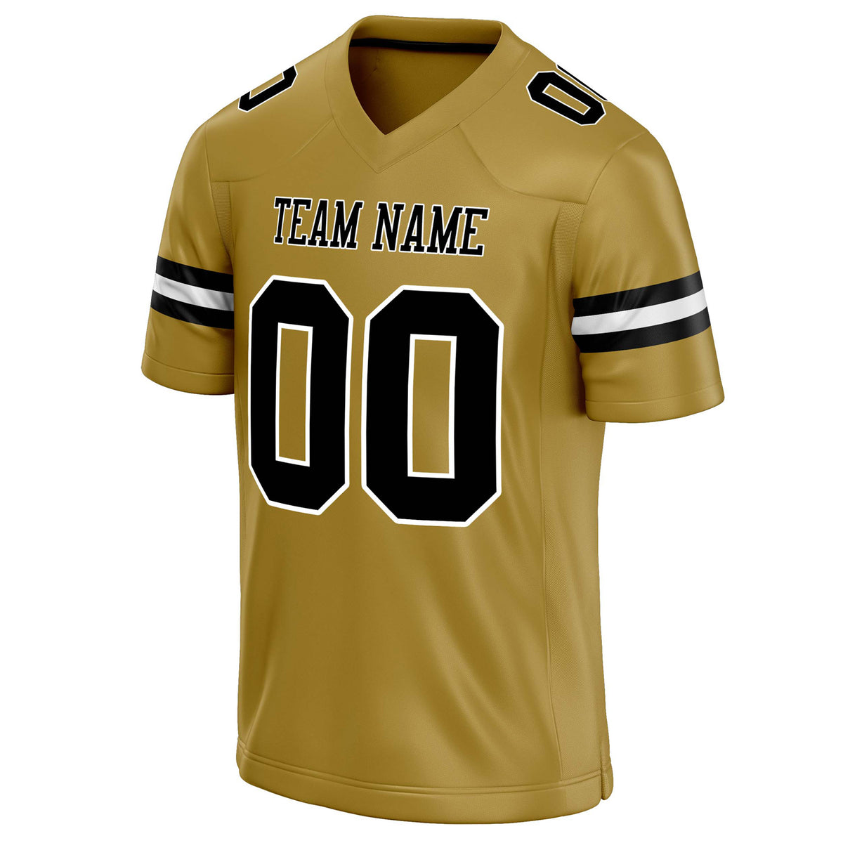 Custom Old Gold Black Solid Colour Football Jersey