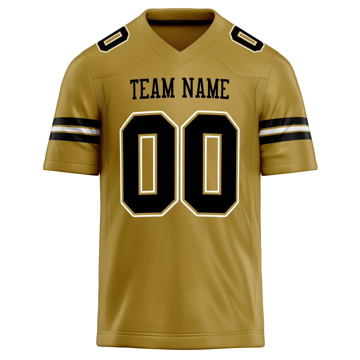 Custom Old Gold Black Solid Colour Football Jersey