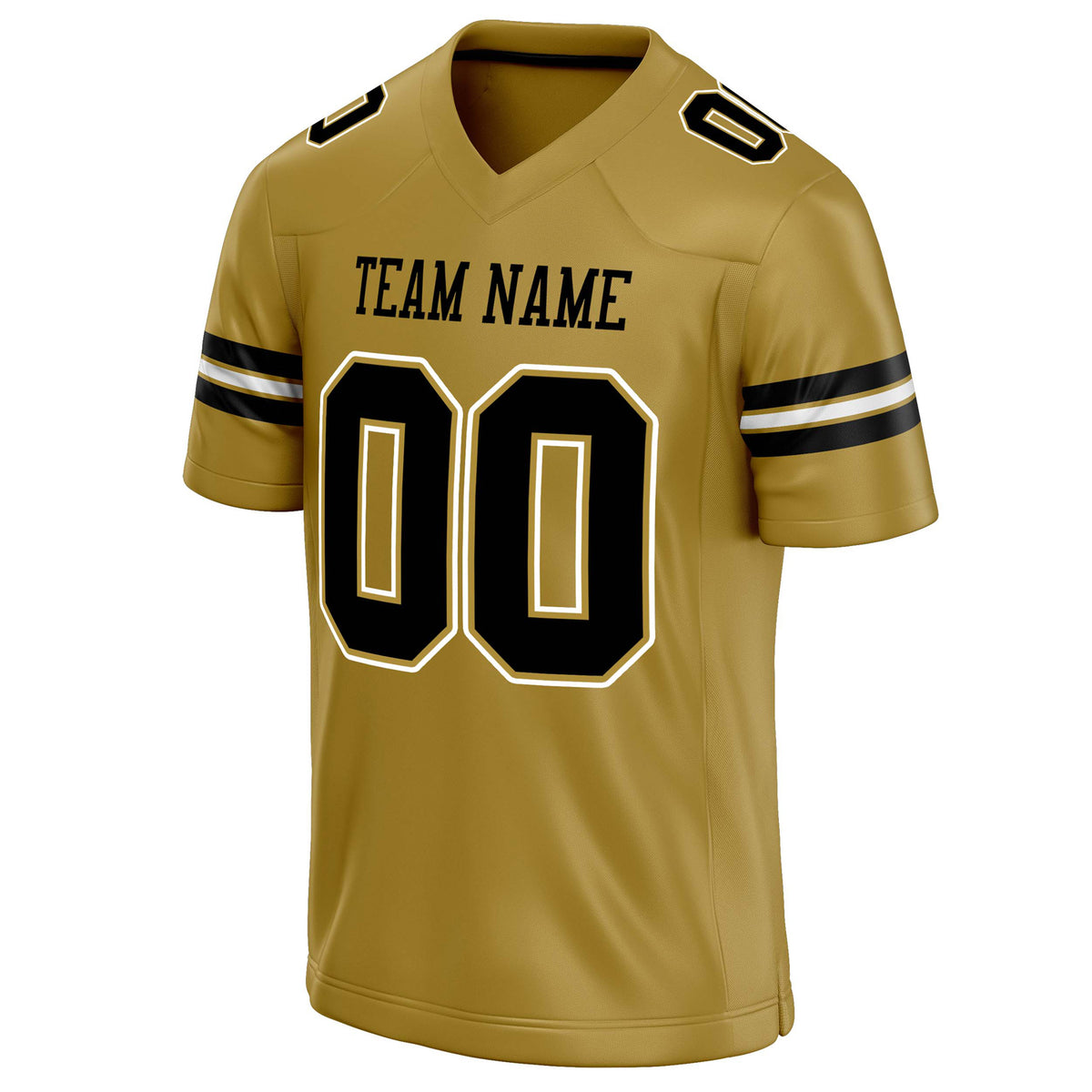 Custom Old Gold Black Solid Colour Football Jersey