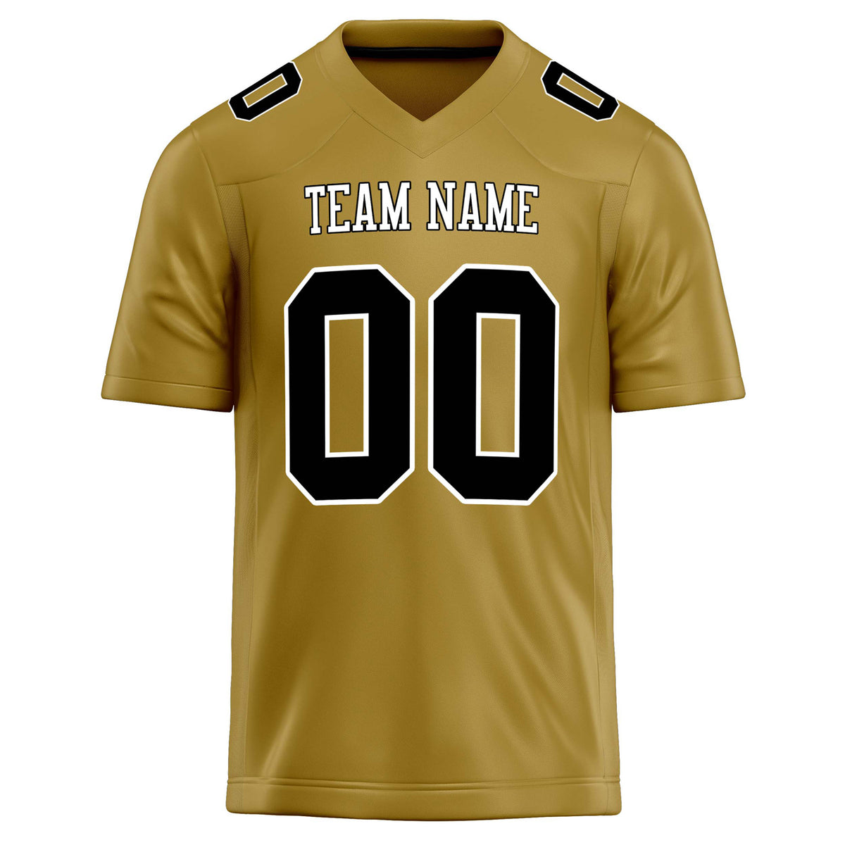 Custom Old Gold Black Solid Colour Football Jersey