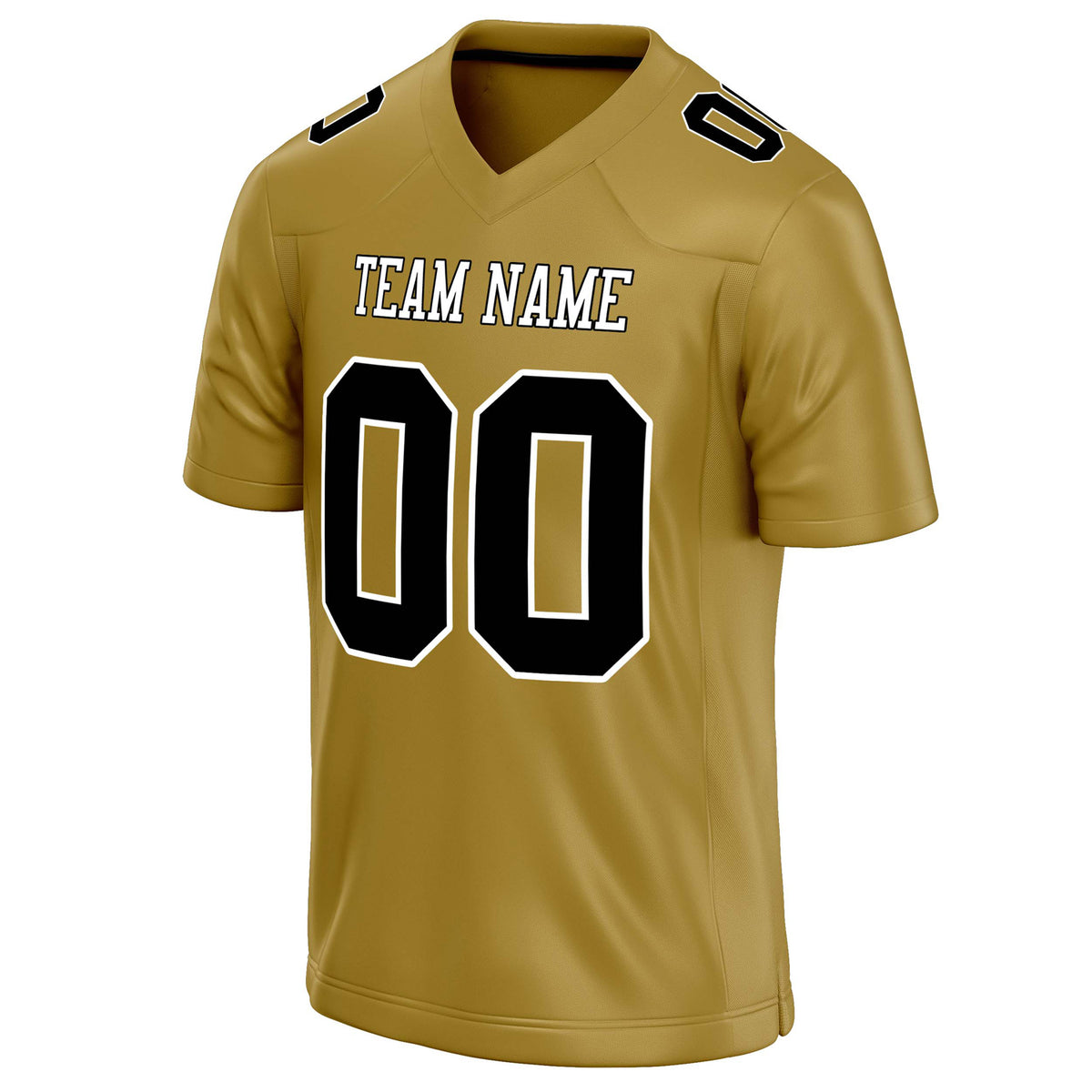 Custom Old Gold Black Solid Colour Football Jersey