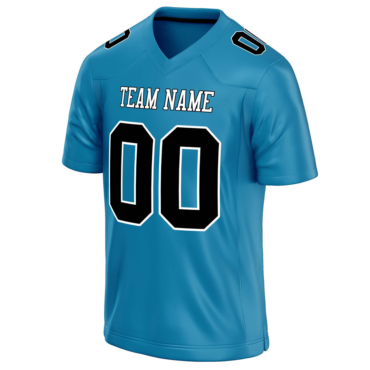 Custom Panther Blue Black Solid Colour Football Jersey