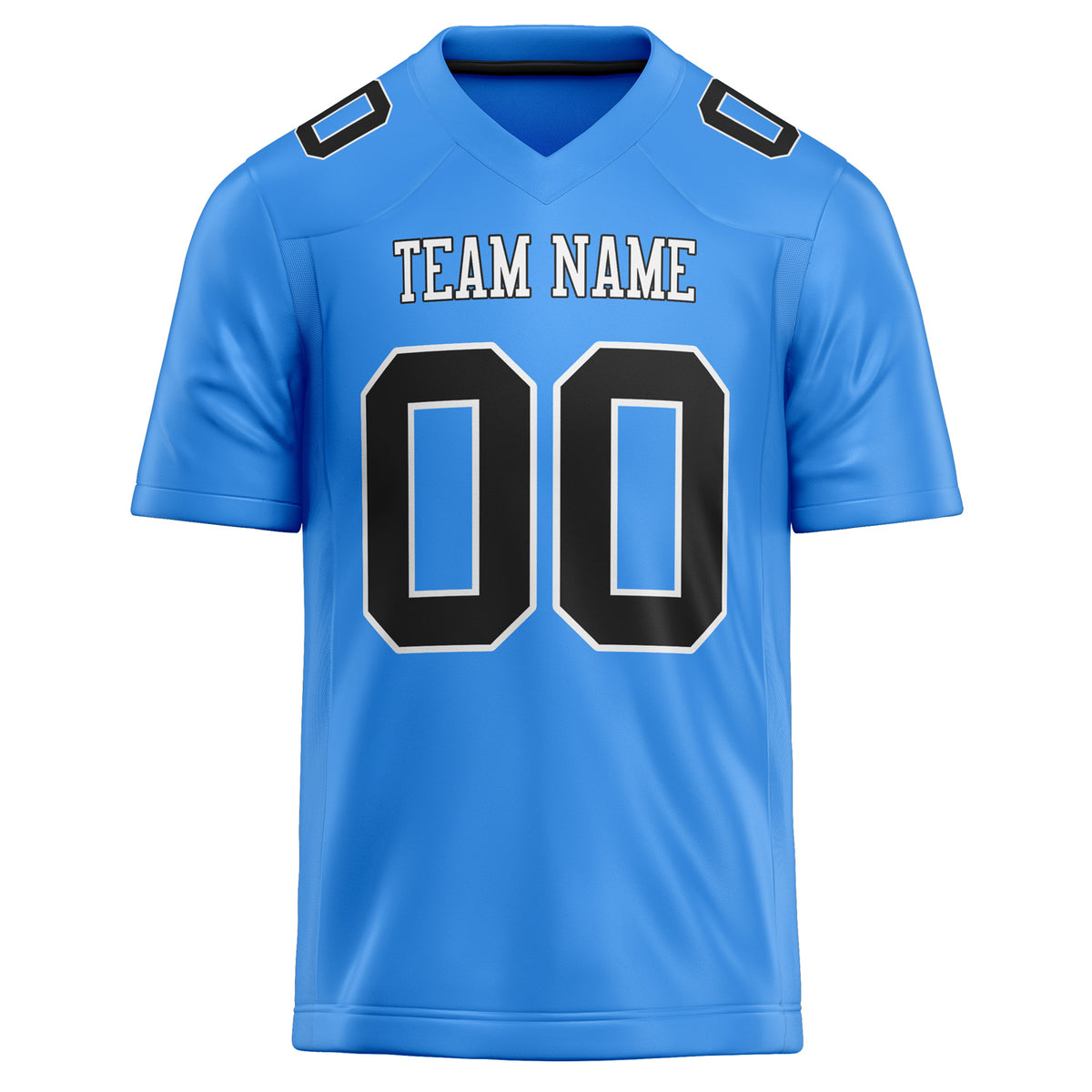 Custom Powder Blue Black Solid Colour Football Jersey