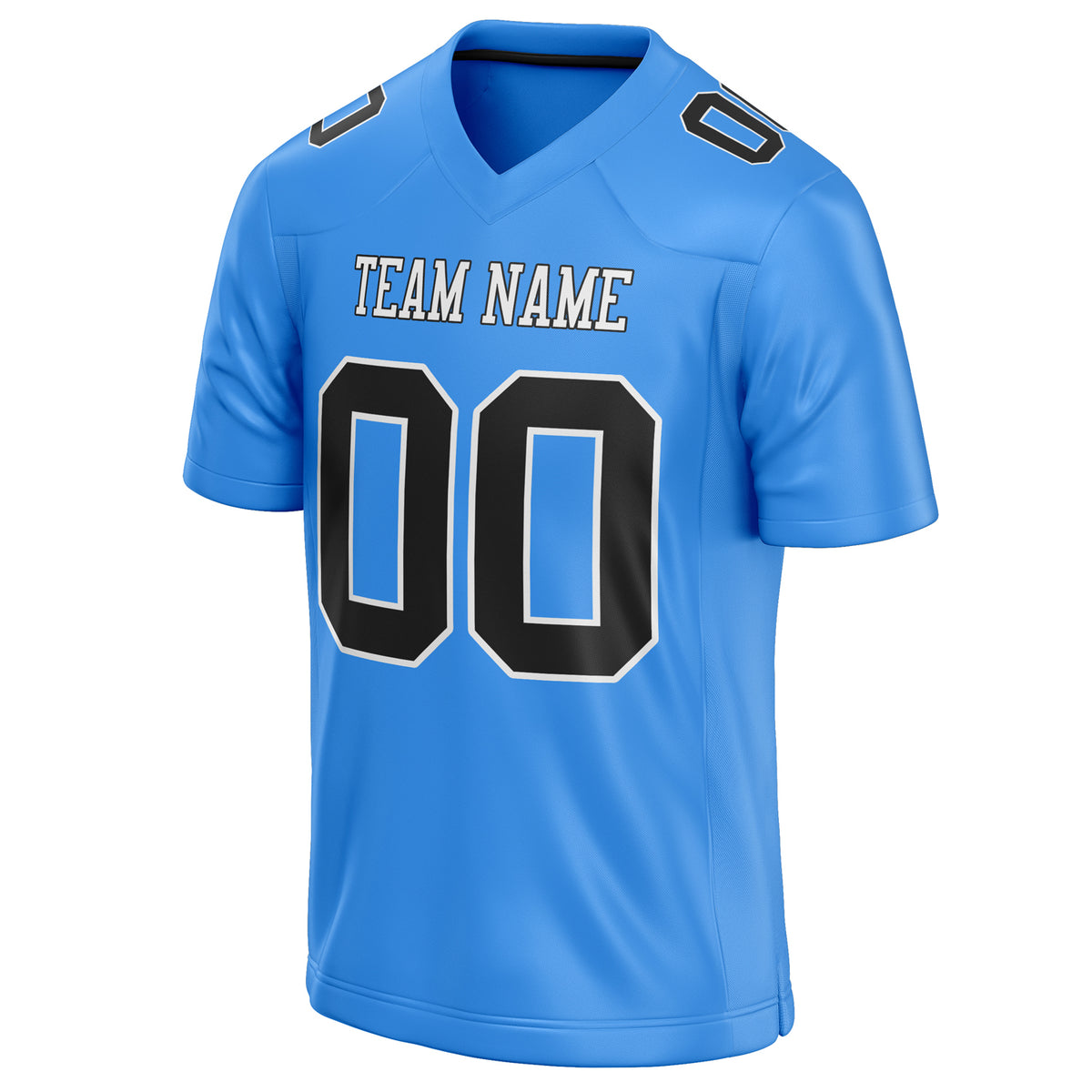 Custom Powder Blue Black Solid Colour Football Jersey