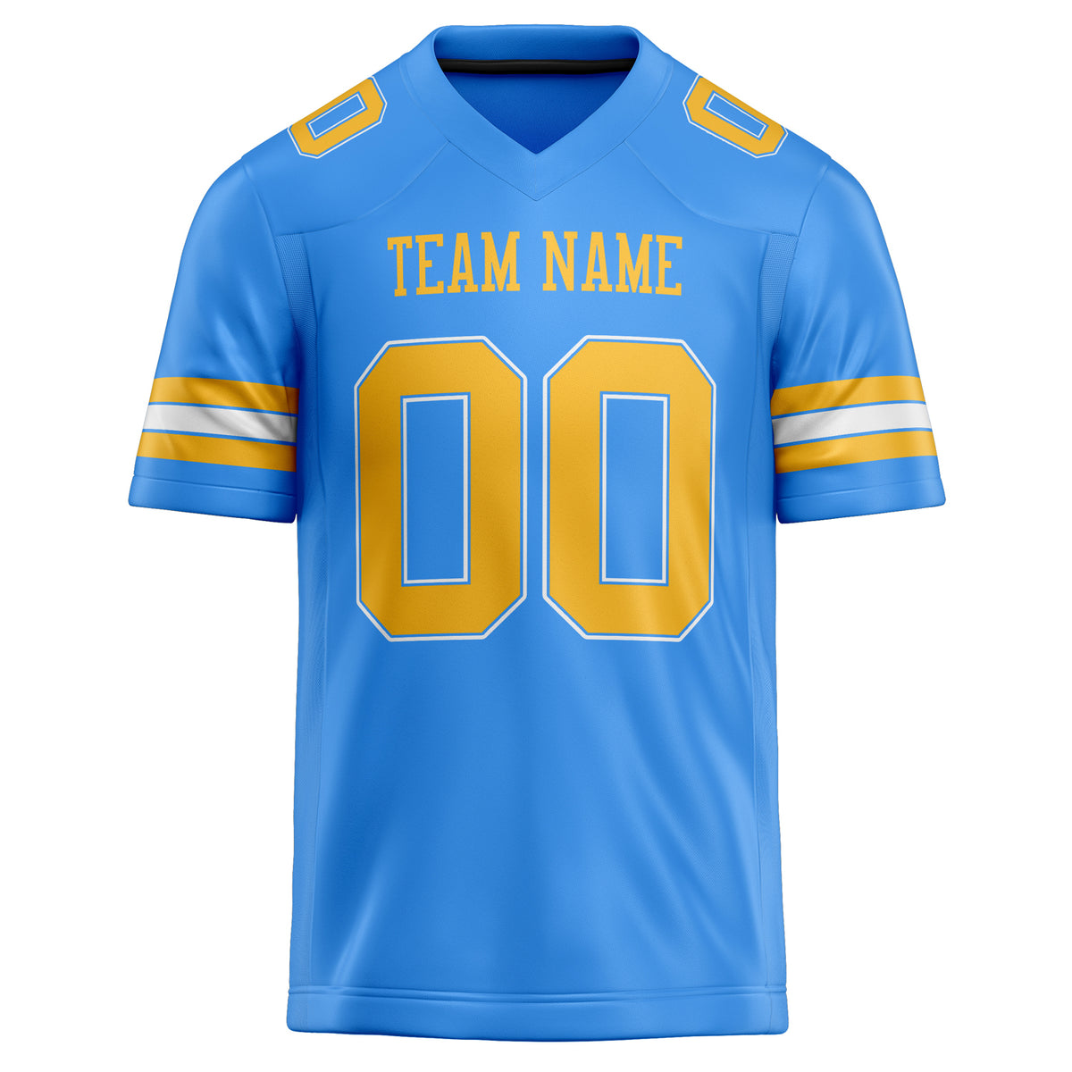 Custom Powder Blue Gold Solid Colour Football Jersey