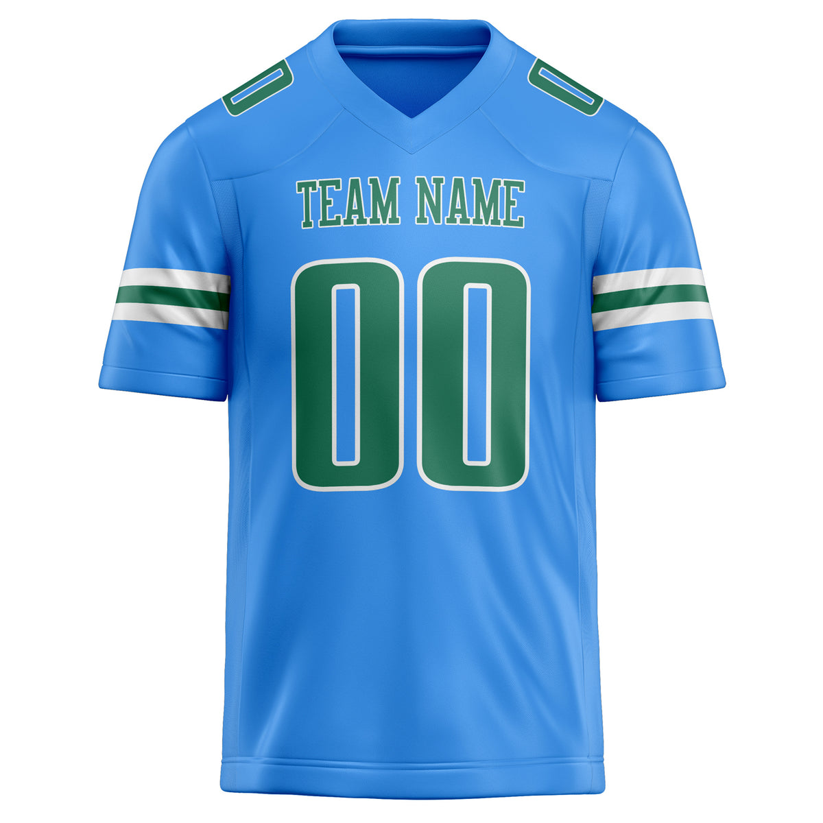 Custom Powder Blue Kelly Green Solid Colour Football Jersey