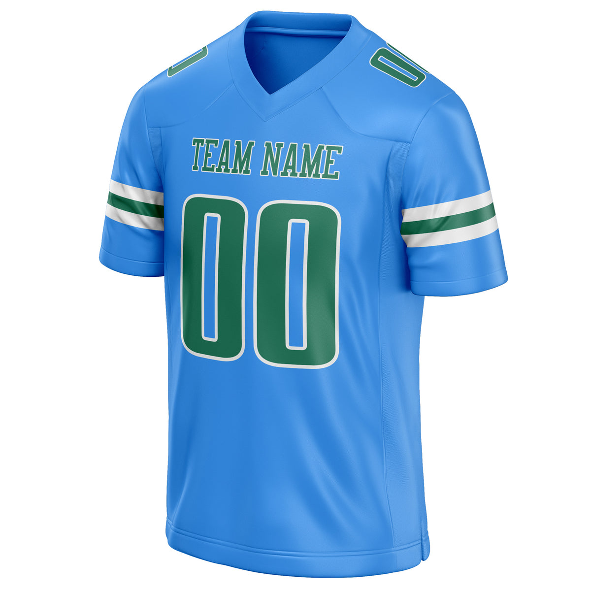 Custom Powder Blue Kelly Green Solid Colour Football Jersey