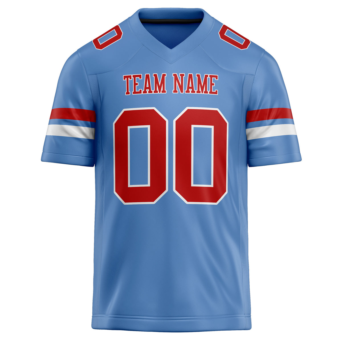 Custom Powder Blue red Solid Colour Football Jersey