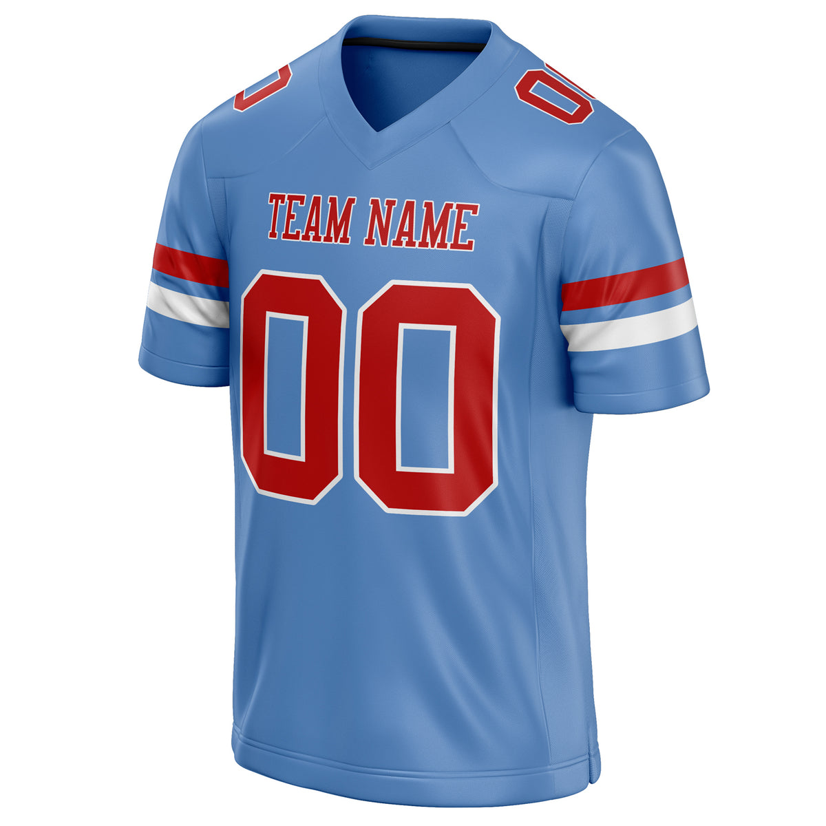 Custom Powder Blue red Solid Colour Football Jersey