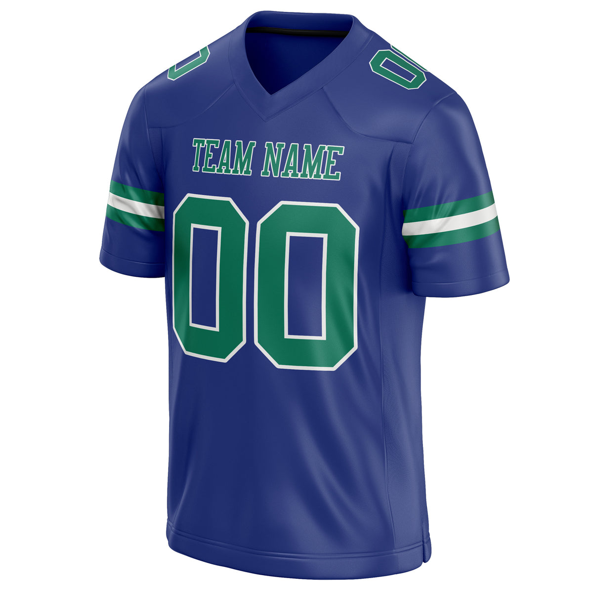 Custom Royal Kelly Green Solid Colour Football Jersey