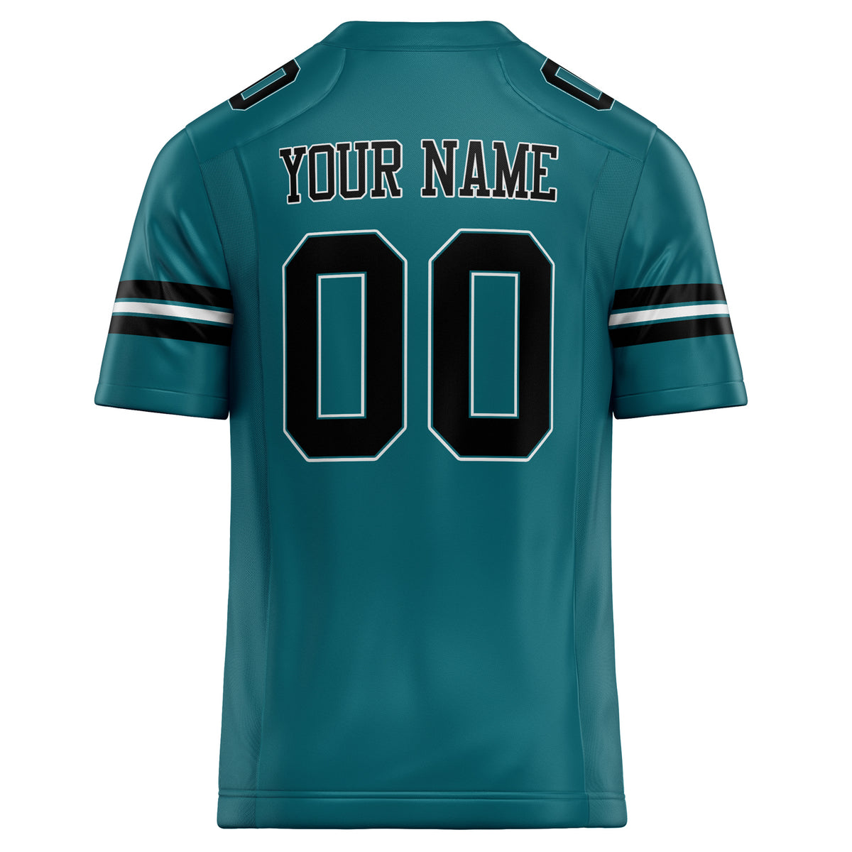 Custom Teal Black Solid Colour Football Jersey