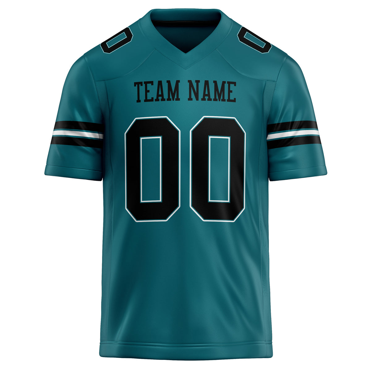 Custom Teal Black Solid Colour Football Jersey