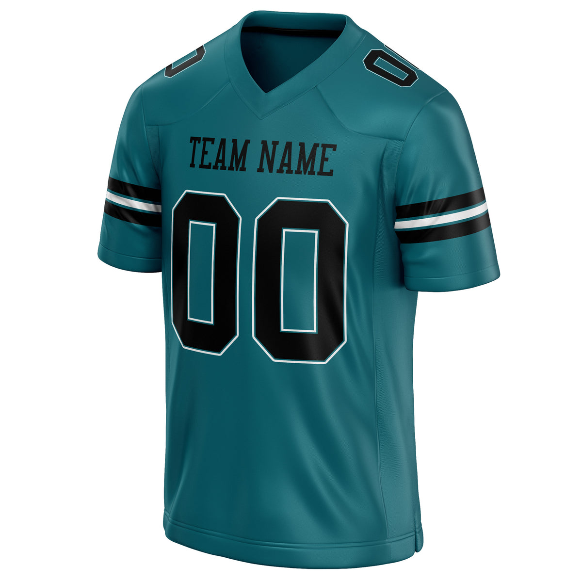 Custom Teal Black Solid Colour Football Jersey