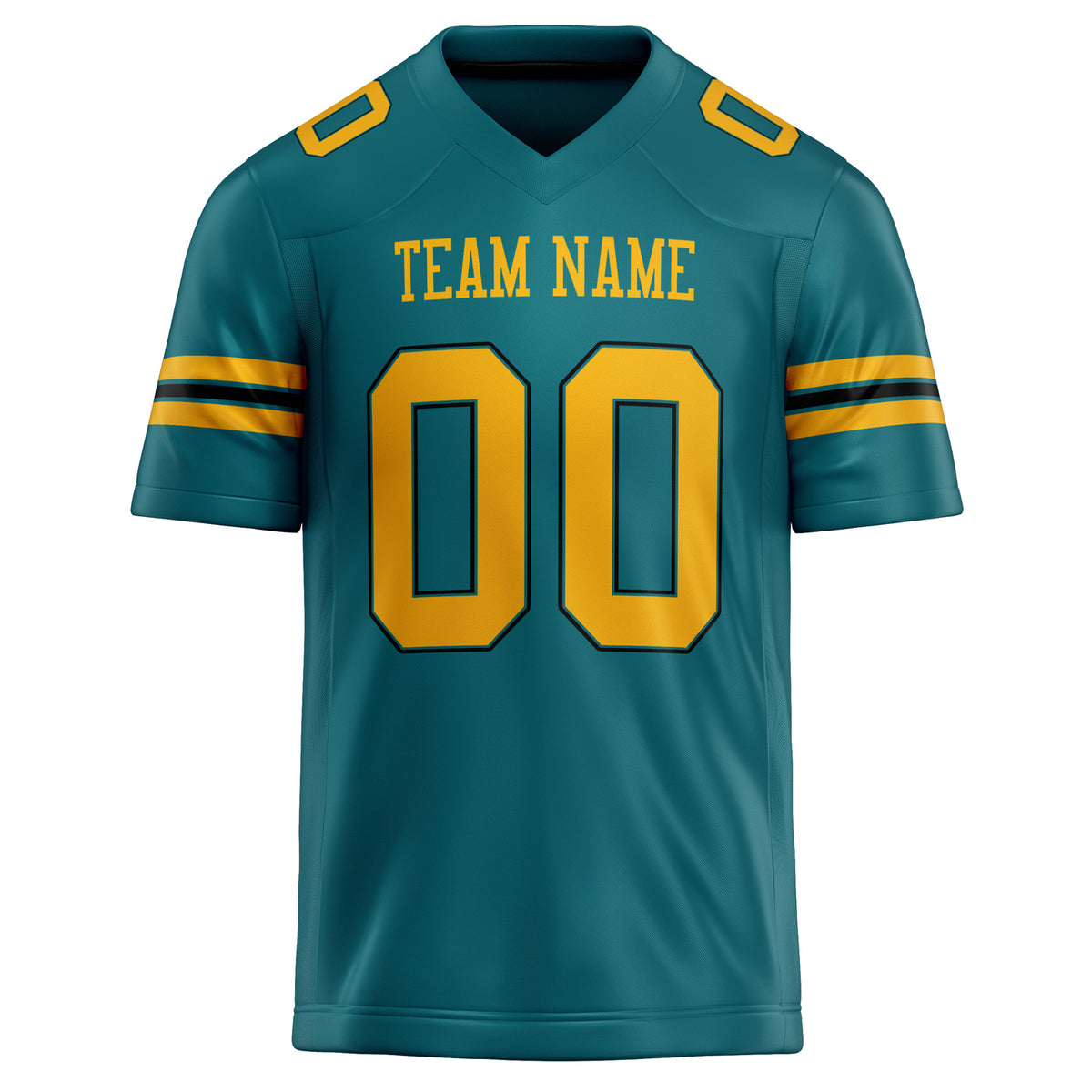 Custom Teal Gold Solid Colour Football Jersey