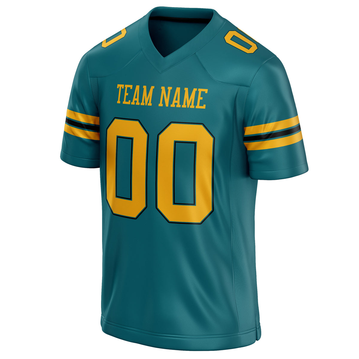 Custom Teal Gold Solid Colour Football Jersey