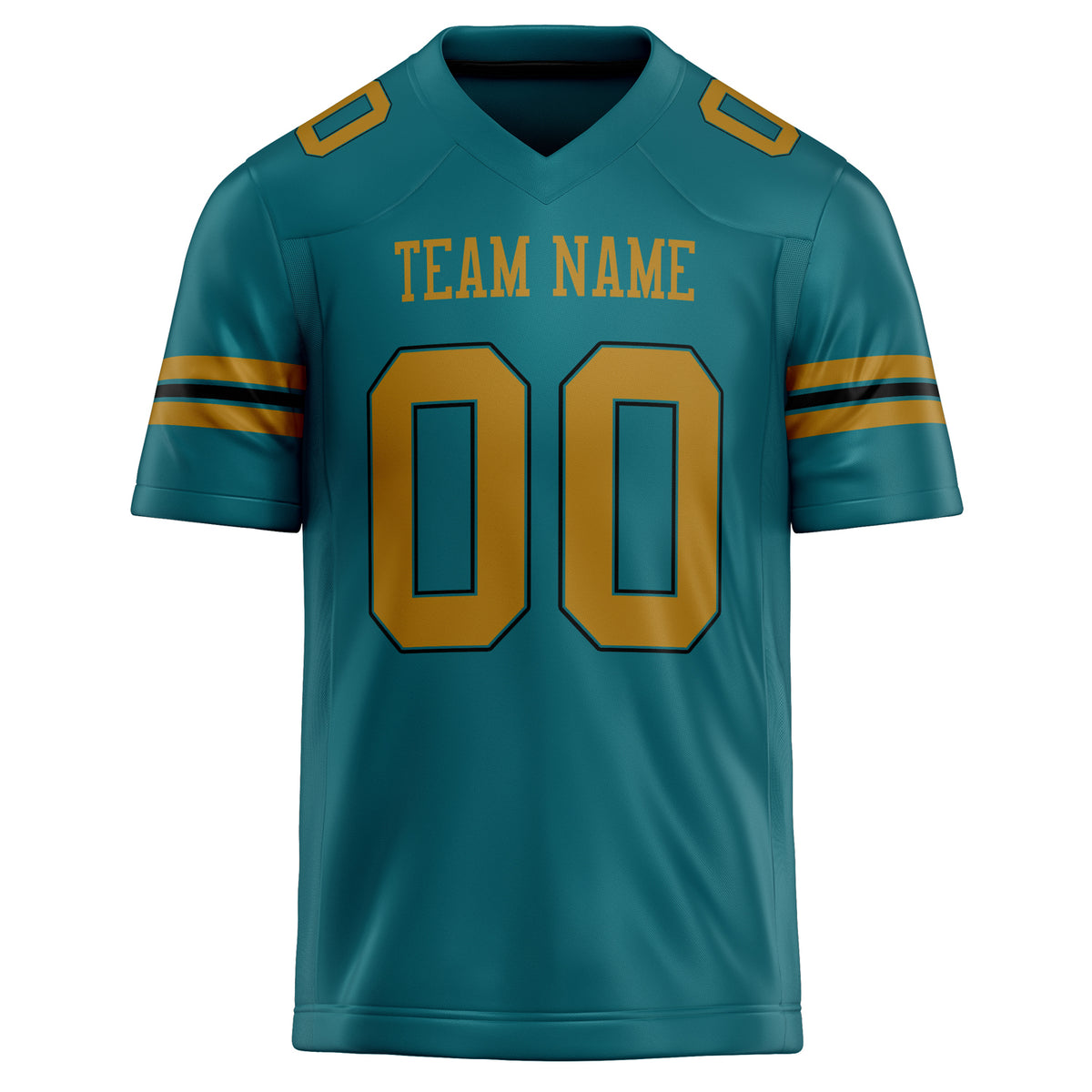 Custom Teal Old Gold Solid Colour Football Jersey