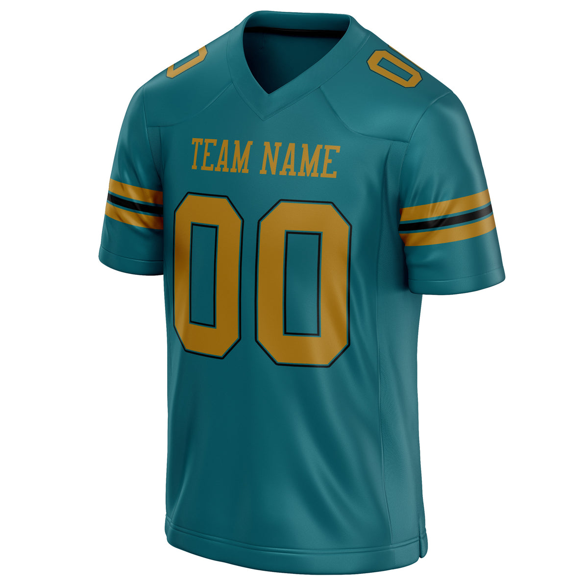 Custom Teal Old Gold Solid Colour Football Jersey