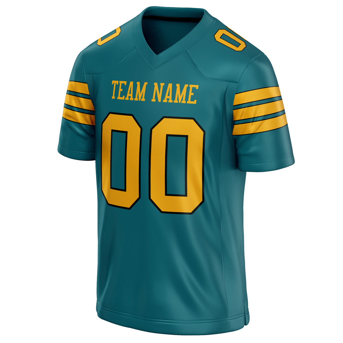 Custom Teal Gold Solid Colour Football Jersey