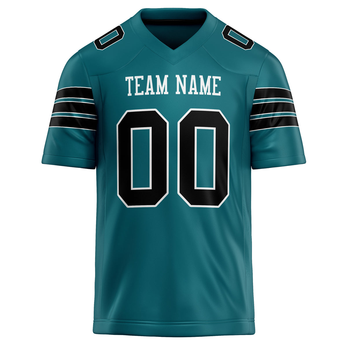 Custom Teal Black Solid Colour Football Jersey