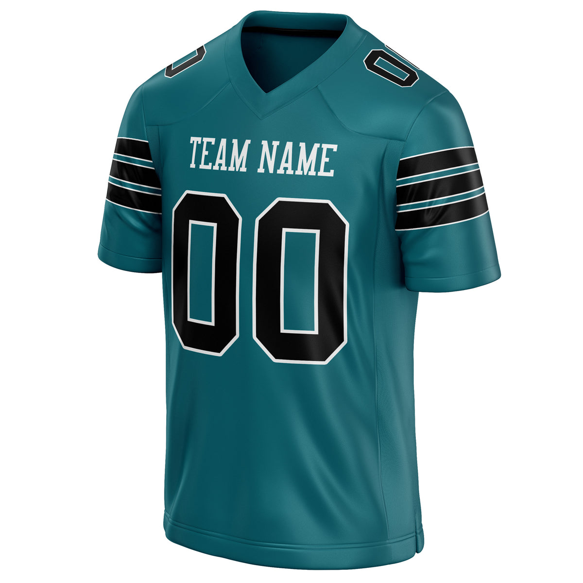 Custom Teal Black Solid Colour Football Jersey