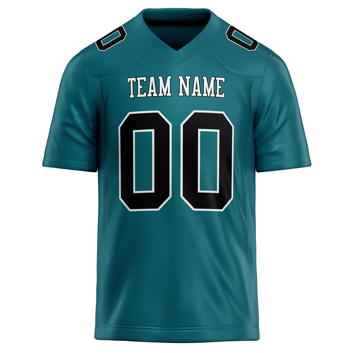 Custom Teal Black Solid Colour Football Jersey