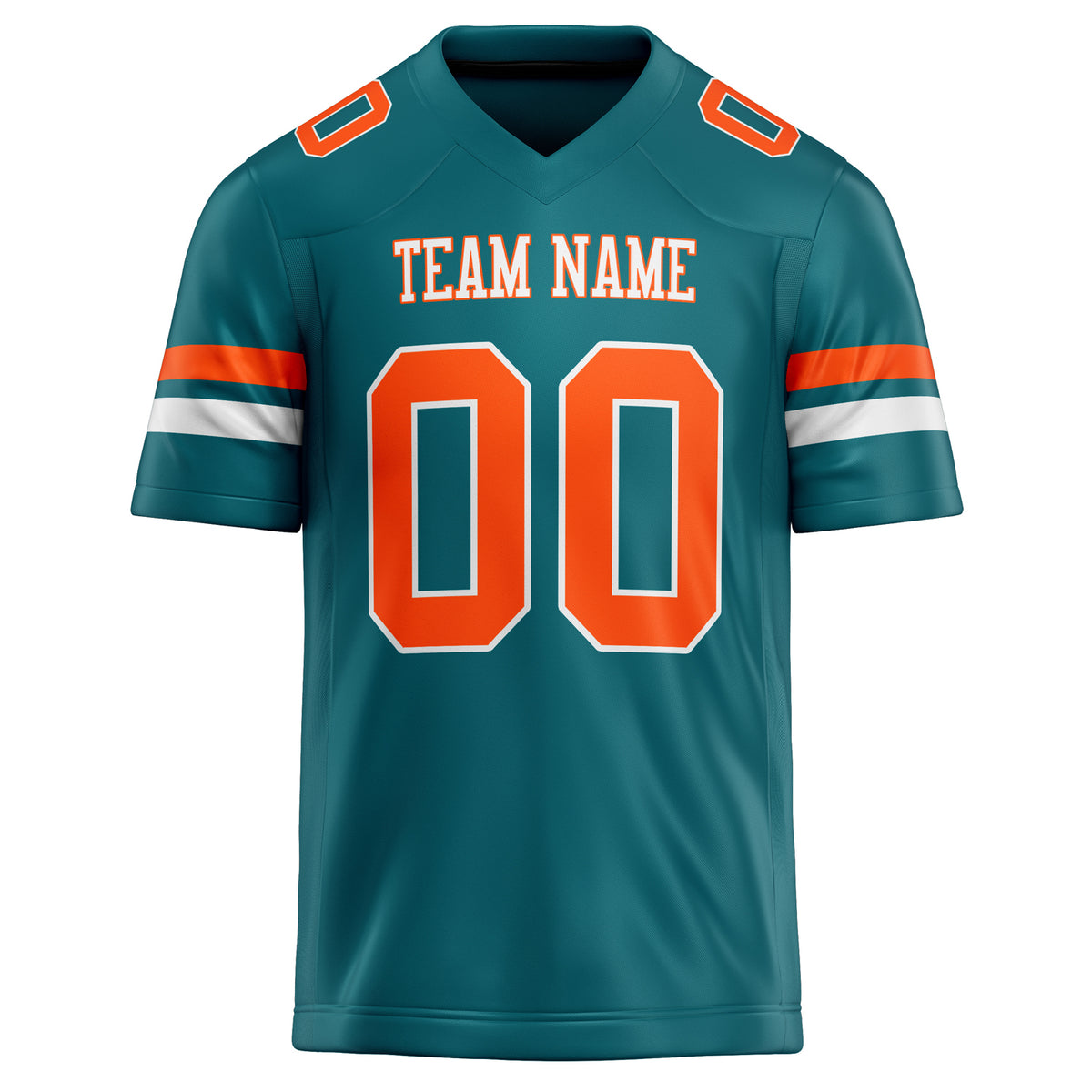 Custom Teal Orange Solid Colour Football Jersey