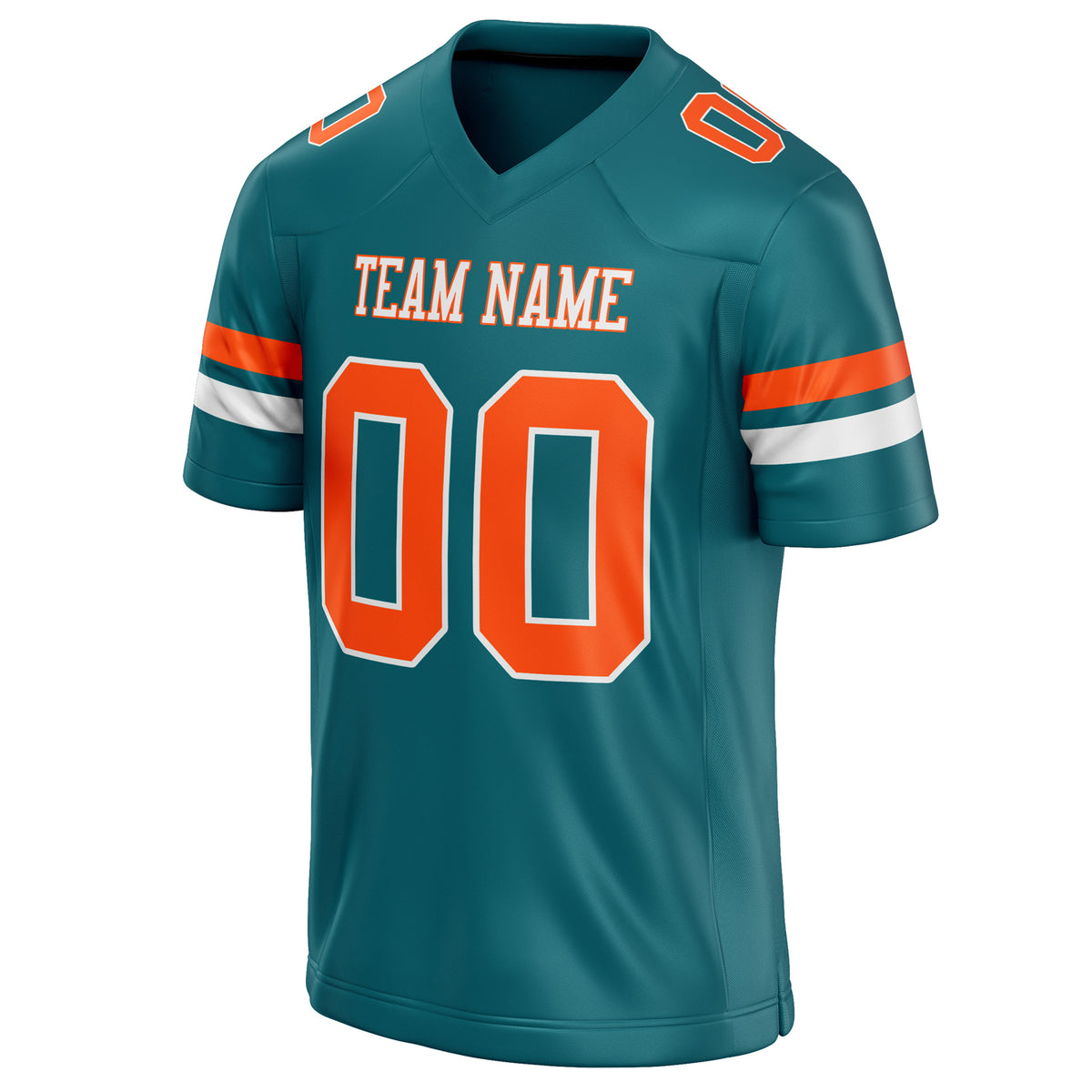 Custom Teal Orange Solid Colour Football Jersey