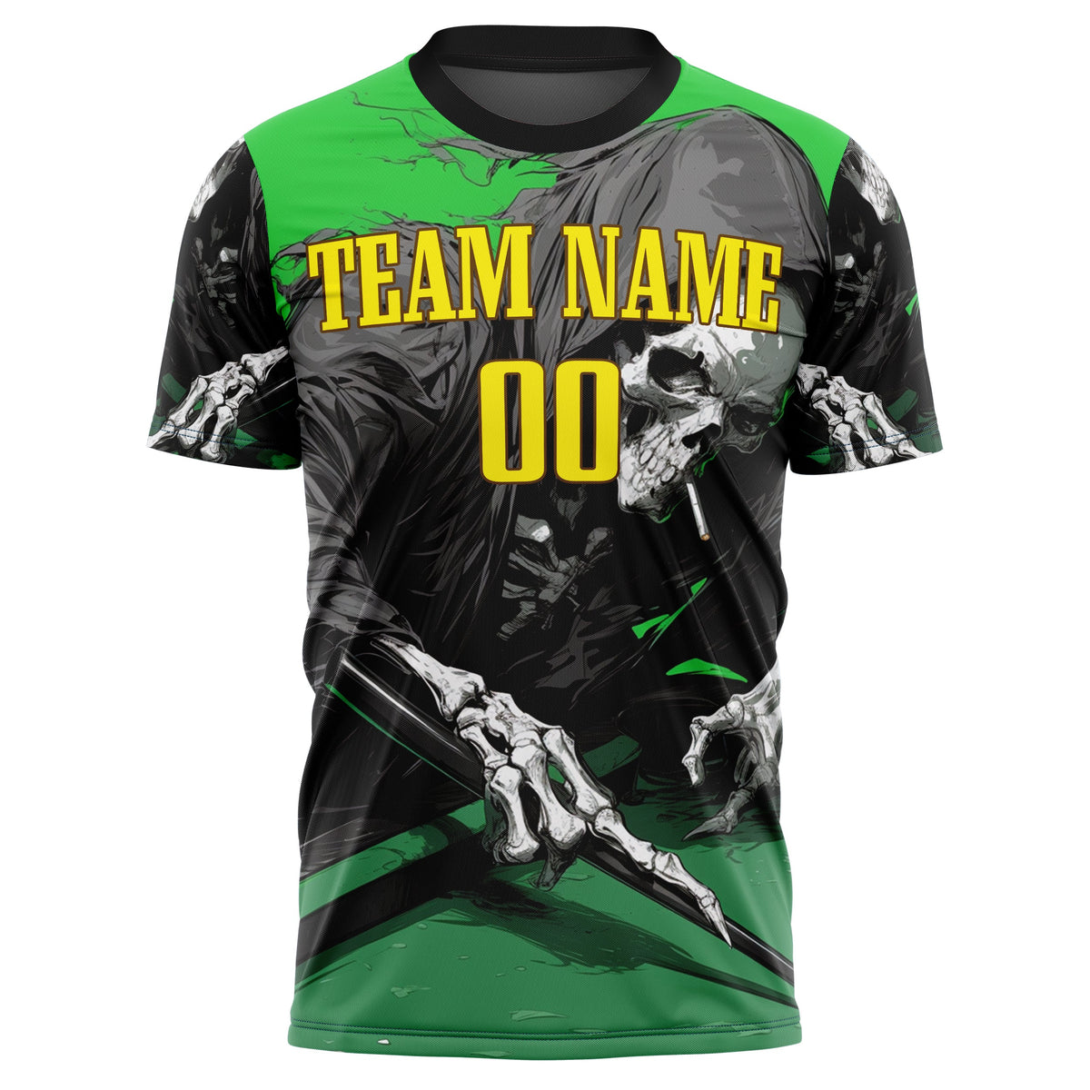 Custom Green Skull Soccer Jersey