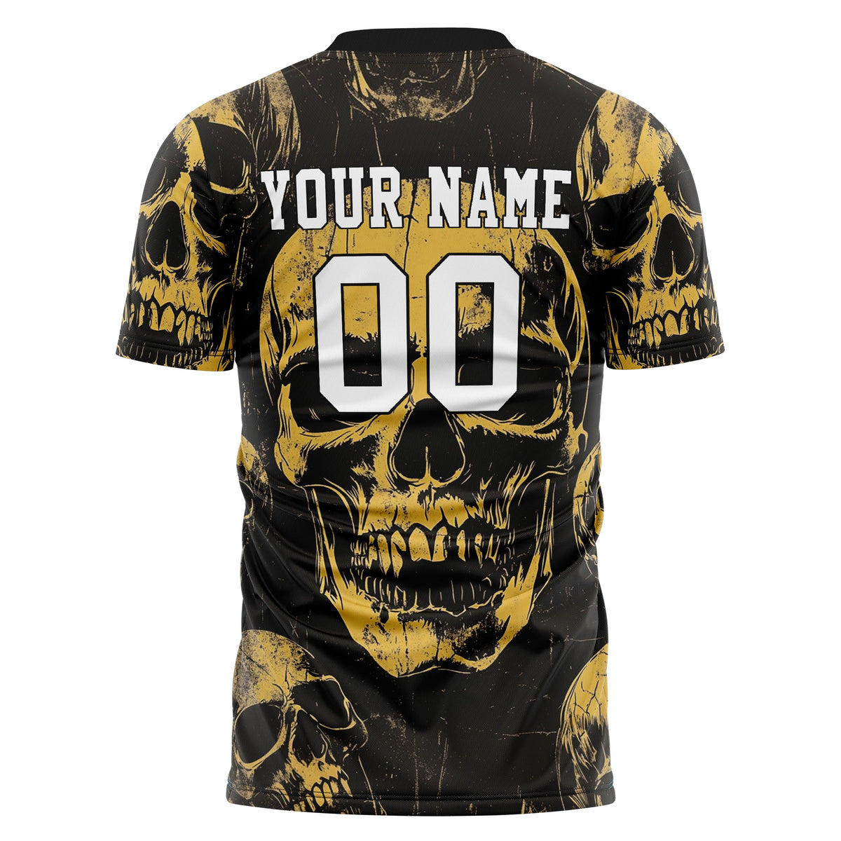 Custom Old gold Skull Soccer Jersey