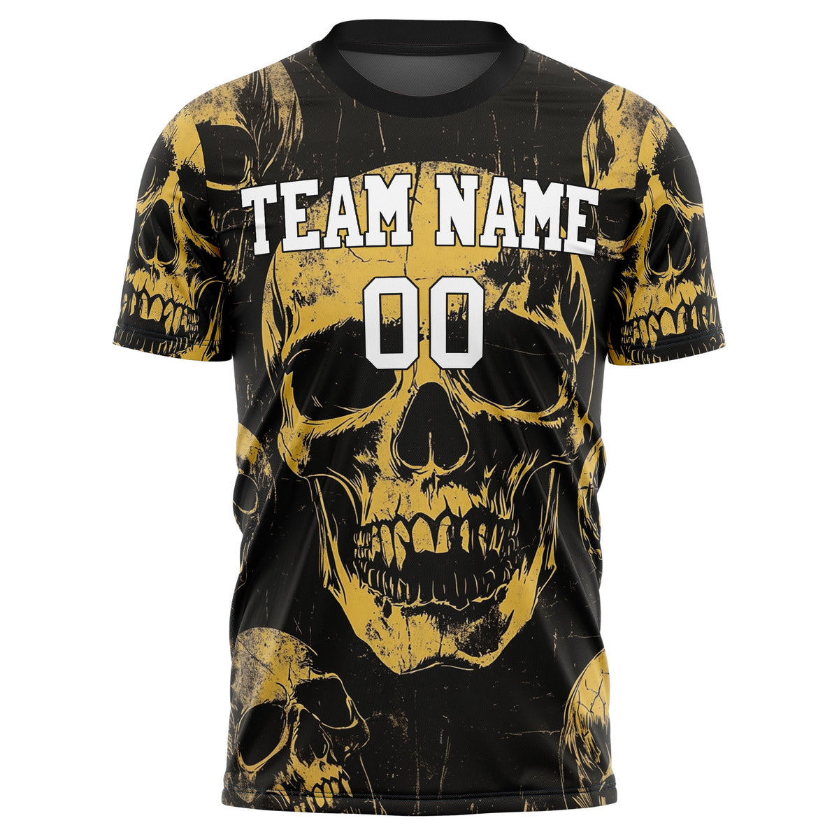 Custom Old gold Skull Soccer Jersey