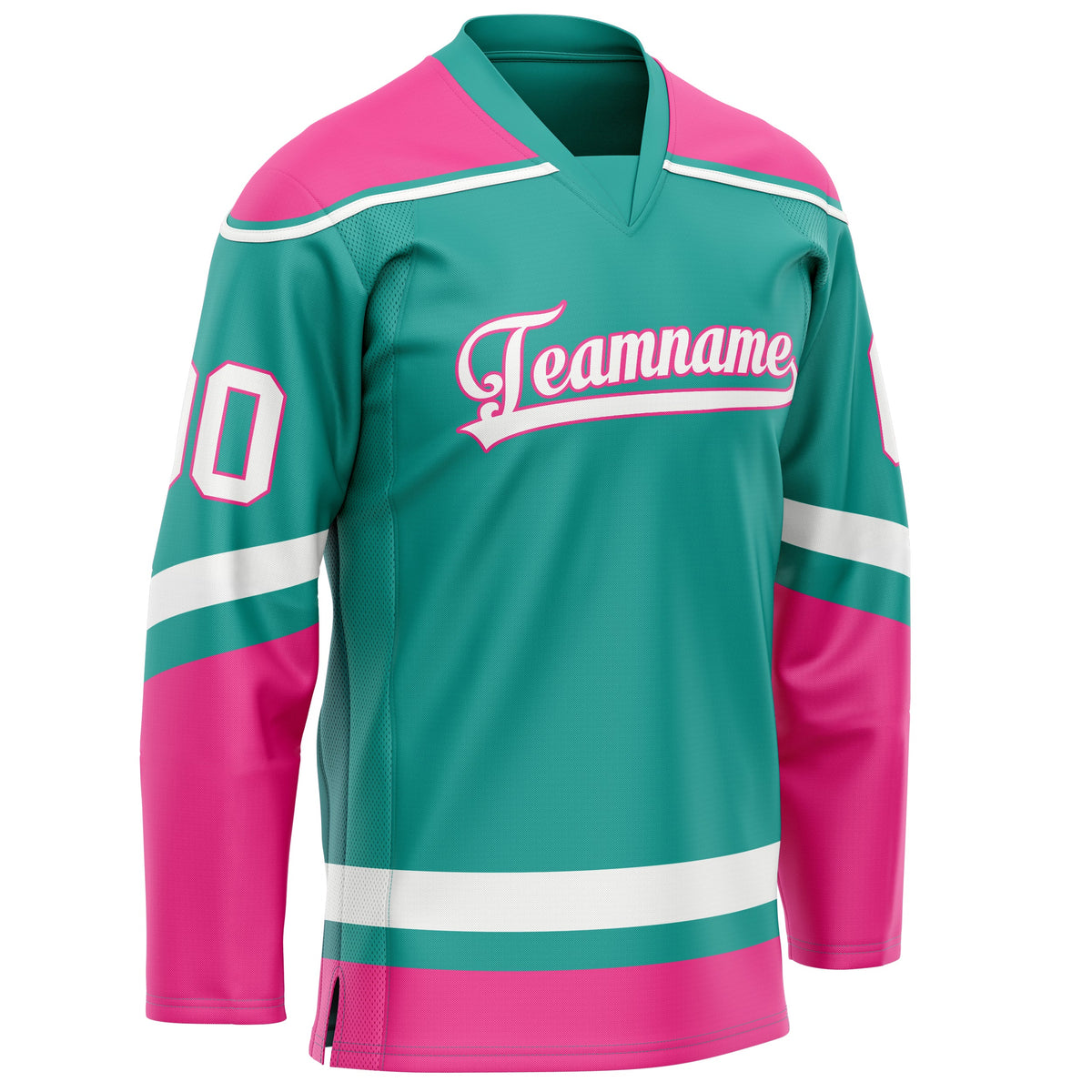 Custom Aqua Pink Solid Colour Hockey Jersey