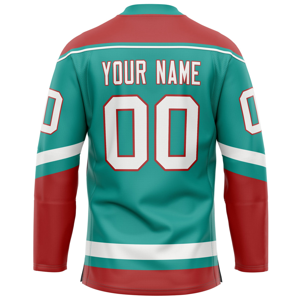 Custom Aqua Red Solid Colour Hockey Jersey