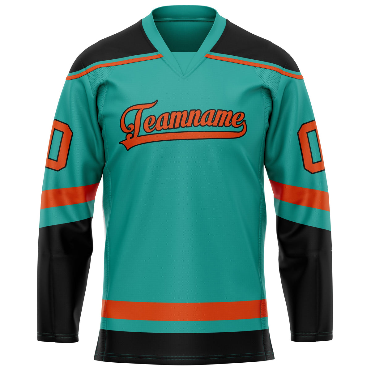 Custom Aqua Orange Solid Colour Hockey Jersey