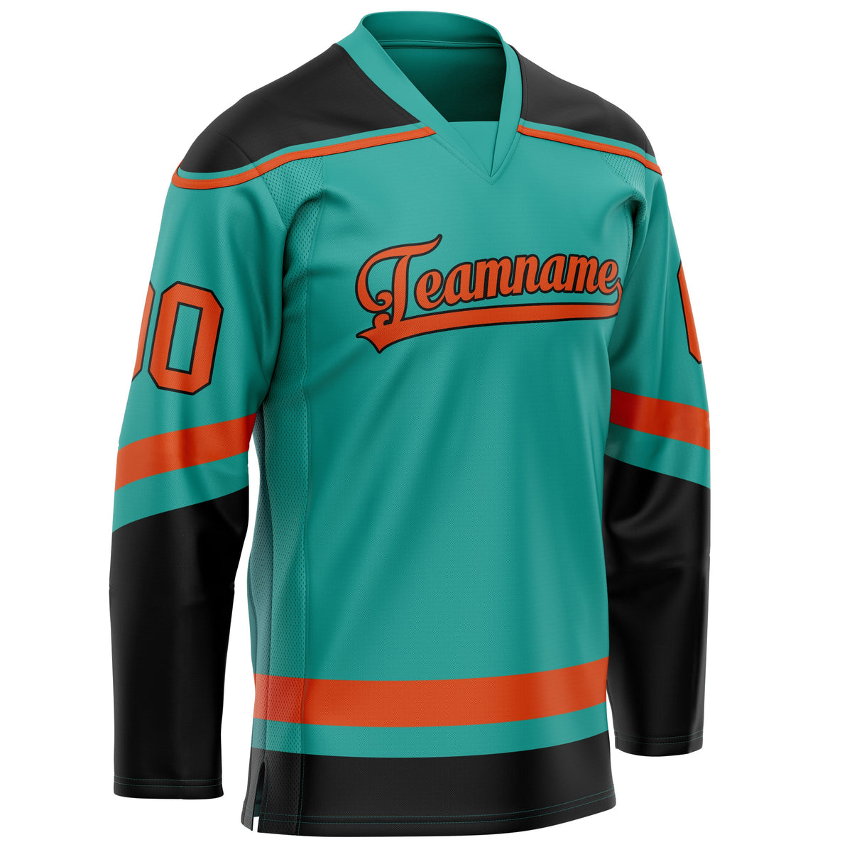 Custom Aqua Orange Solid Colour Hockey Jersey