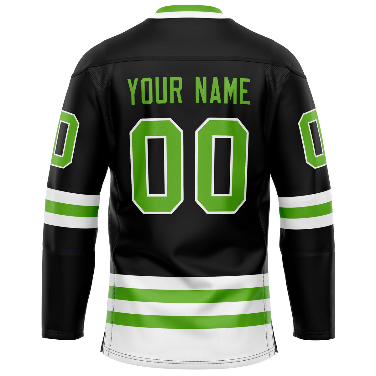 Custom Black Neon Green Solid Colour Hockey Jersey