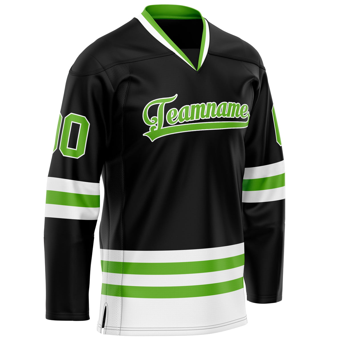 Custom Black Neon Green Solid Colour Hockey Jersey