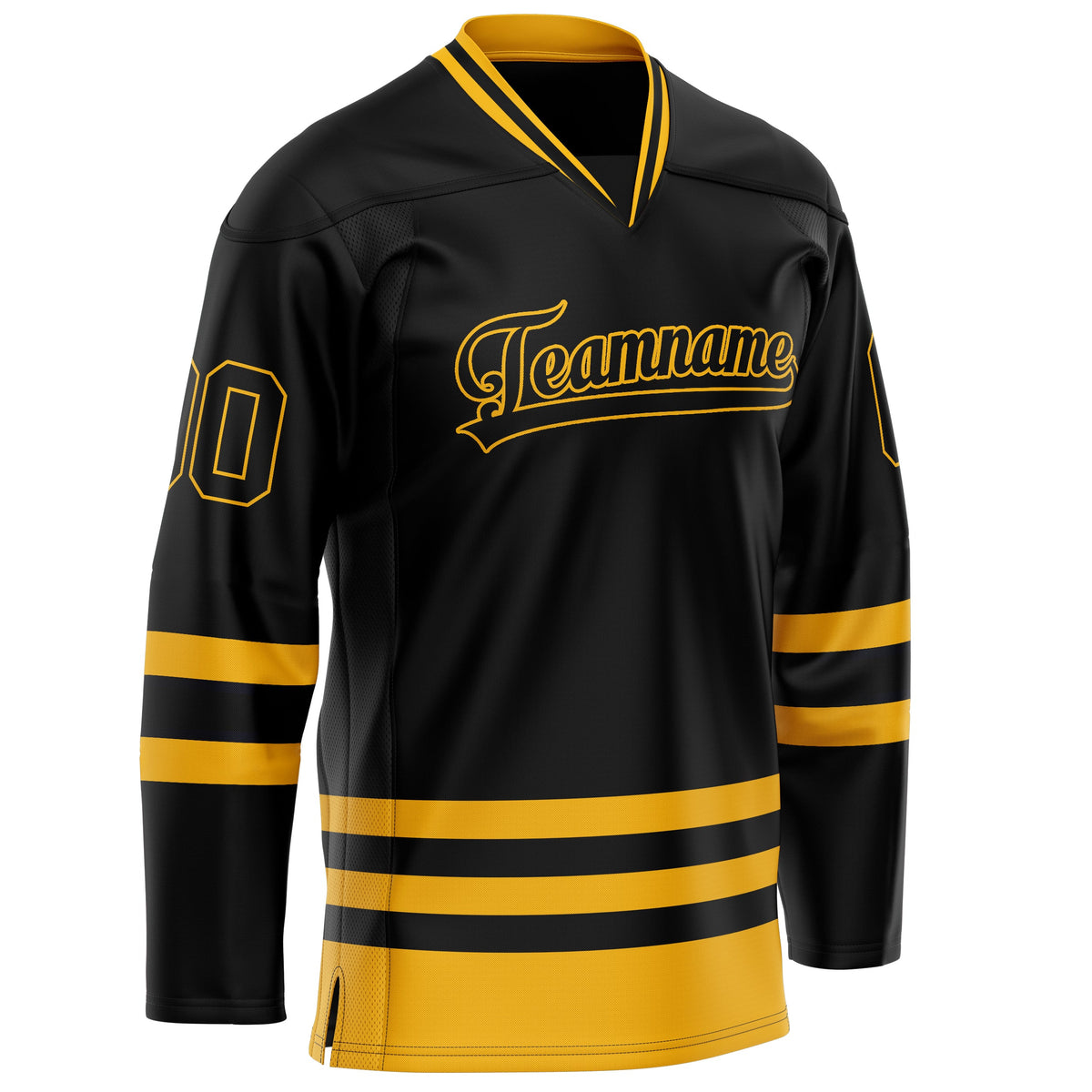 Custom Black Gold Solid Colour Hockey Jersey