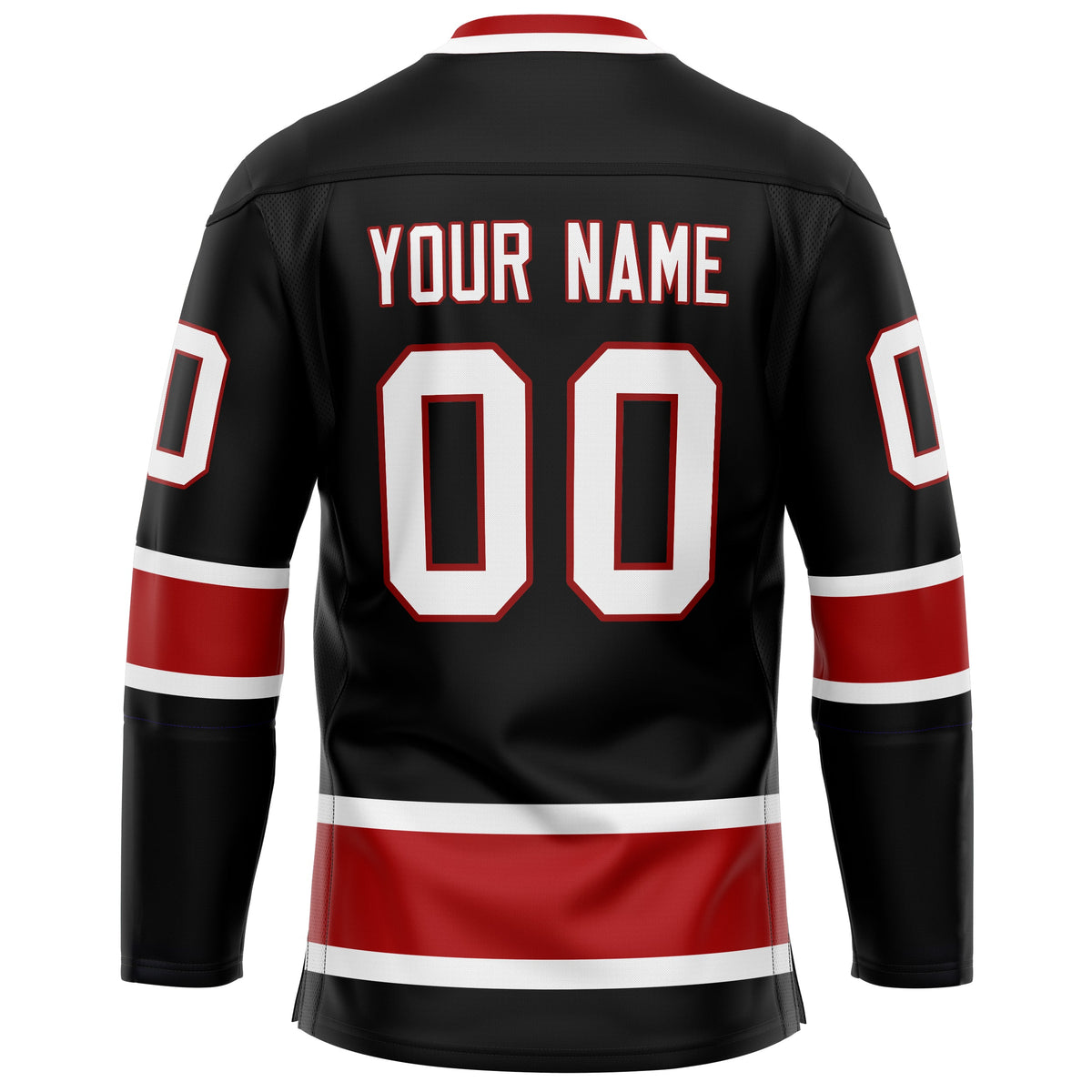 Custom Black Red Solid Colour Hockey Jersey