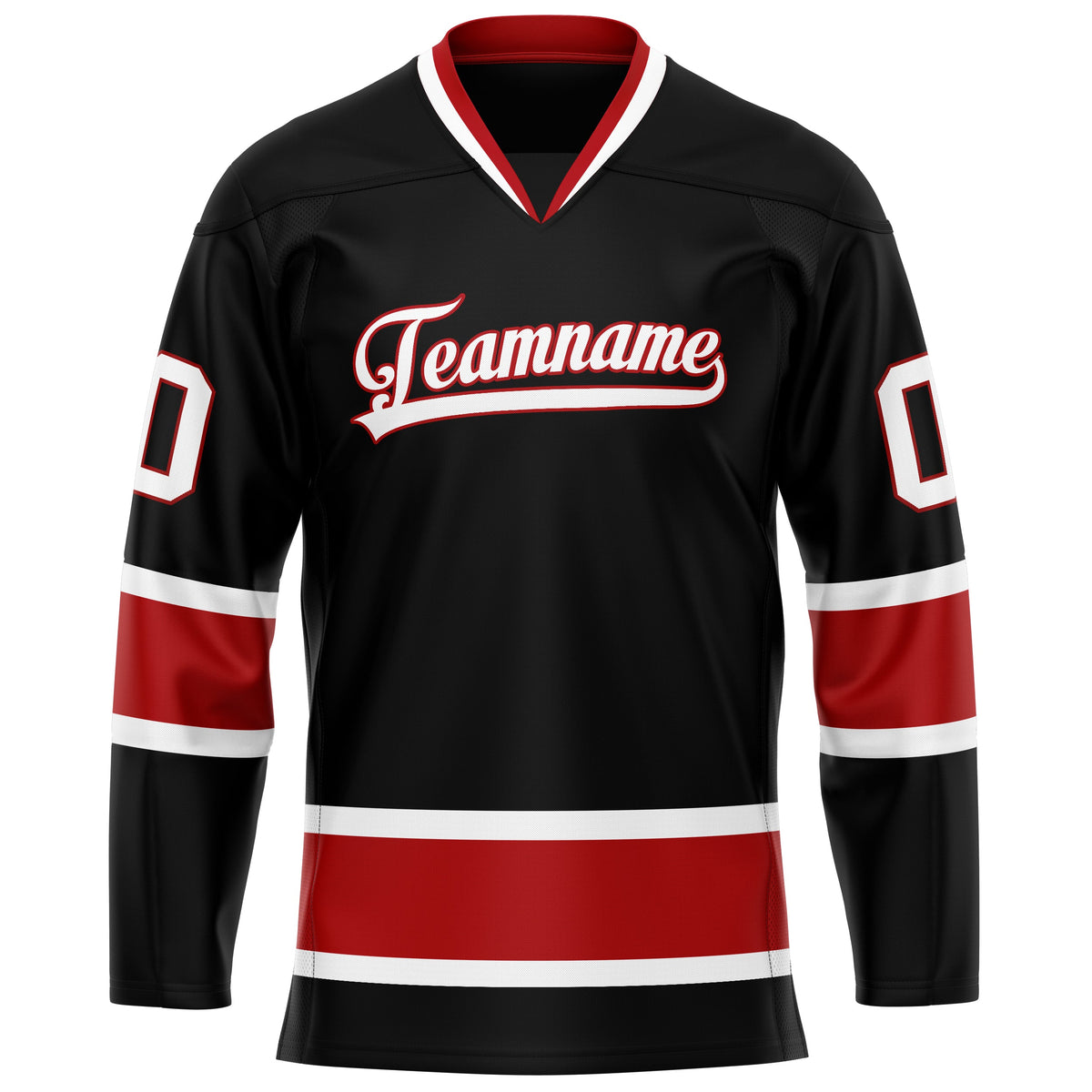 Custom Black Red Solid Colour Hockey Jersey