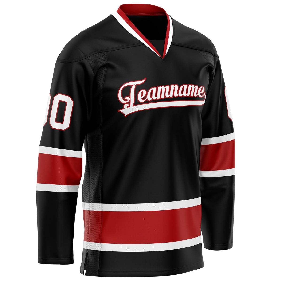 Custom Black Red Solid Colour Hockey Jersey